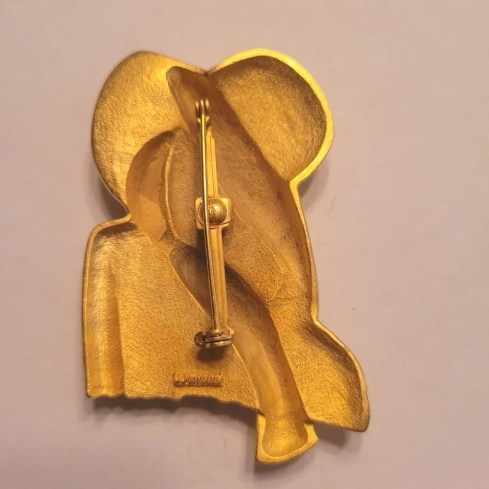 Vintage JJ 1988 Gold Lady‎ with Hat Brooch